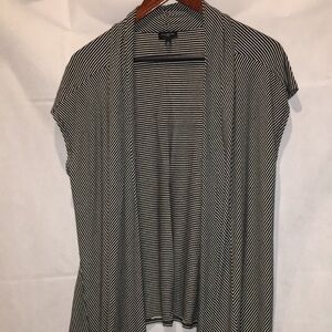 Talbots Petites Open Front Top | Black And White Stripes | Size MP